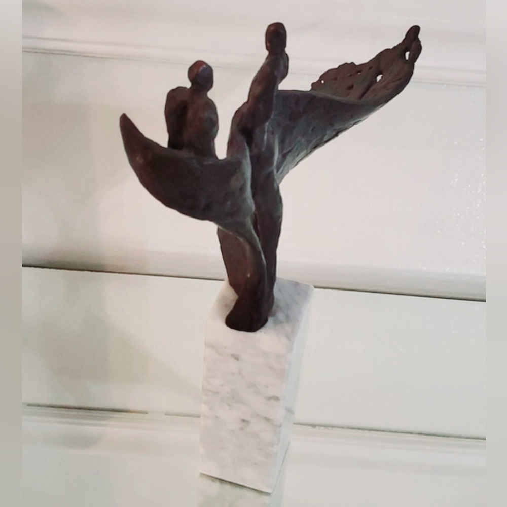 RARE Exquisite Bernadette Leijdekkers Bronze&Marble Sculpture Title "Dance" - Picture 10 of 13